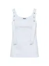 Msgm Tank Top With Button Stripes In White