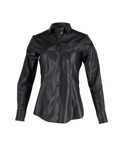 Msgm Buttondown Shirt In Black Faux Leather