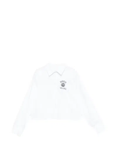 Msgm Kids' Buttoned Collared Shirt In White