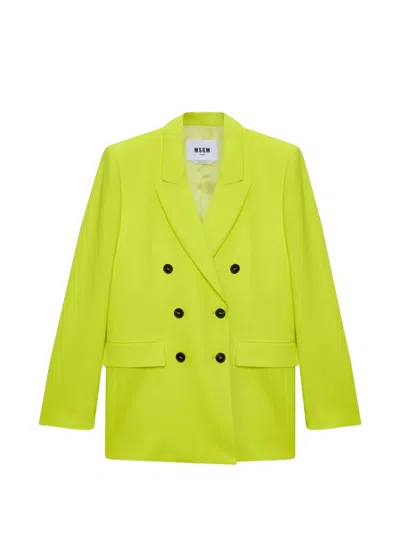 Msgm Buttoned Double-breasted Blazer In Yellow