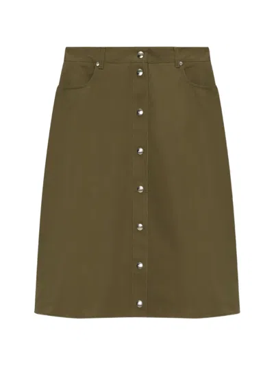 Msgm Buttoned Midi A-line Skirt In Green
