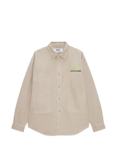 Msgm Buttoned Pocket Shirt In Gray