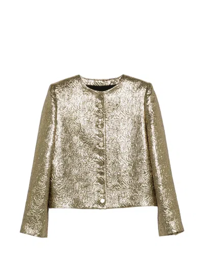Msgm Button-front Jacket In Gold