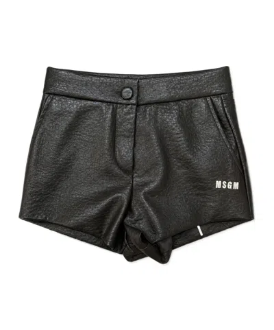 Msgm Button-front Shorts In Black
