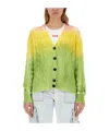 Msgm Gradient Design Cardigan In Green