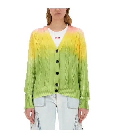MSGM MSGM TIE-DYED KNITTED CARDIGAN