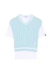 Msgm Cable-knit Crew-neck T-shirt In Blue