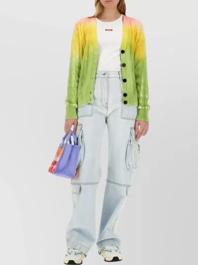 MSGM CABLE KNIT GRADIENT CARDIGAN