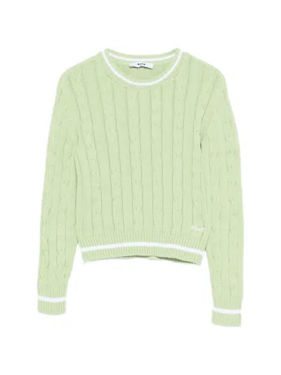 Msgm Kids' Cable-knit Striped Sweater In Neutral