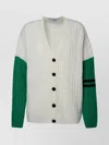 Msgm Colour-block Cable-knit Cardigan