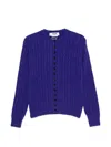 Msgm Cable-knit Button-front Cardigan In Blue