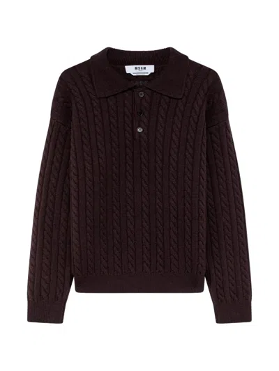 Msgm Poloshirt Mit Zopfmuster In Brown