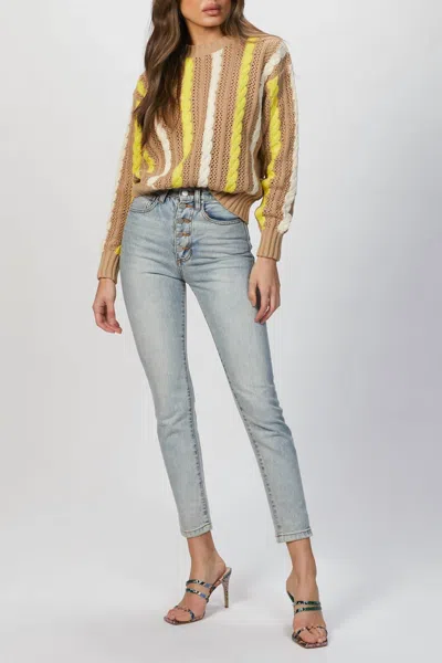 Msgm Cable-knit Sweater In Beige In Multi