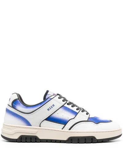 Msgm Calf Leather Sneakers In Blue