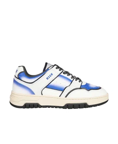 Msgm Calf Leather Sneakers In White