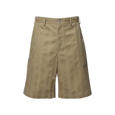 MSGM CAMEL COTTON SHORTS WITH EMBROIDERY