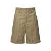 Msgm Camel Cotton Shorts With Embroidery In Neutrals