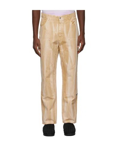 Msgm Beige Tie-dye Denim Pants In 23 Beige