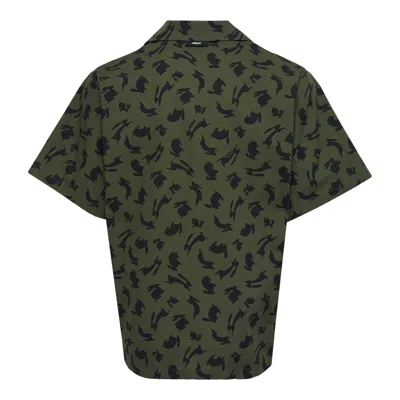 Msgm Camicia All-over Print Button Shirt In Green