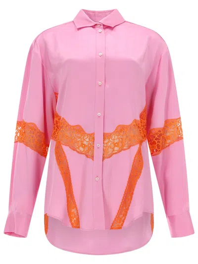 Msgm Camicia Con Inserti In Pizzo In Pink