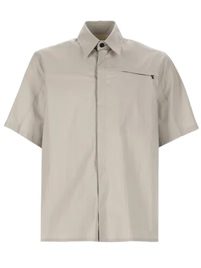 Msgm Neutrals Boxy Relaxed Fit Cotton-blend Shirt In Gray