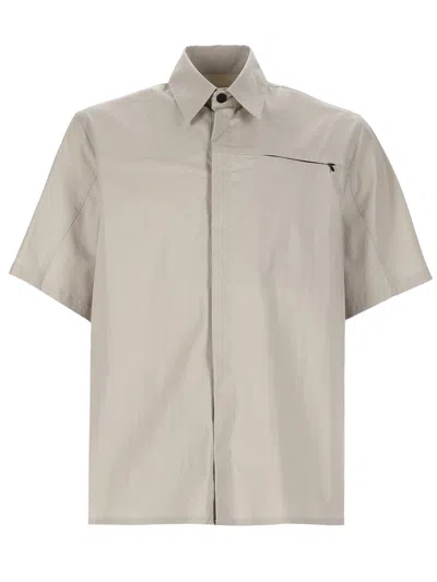 Msgm Neutrals Boxy Relaxed Fit Cotton-blend Shirt In Gray