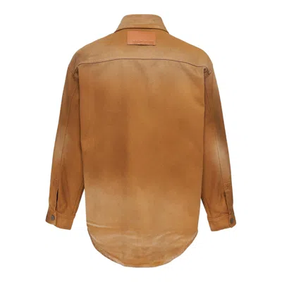 Msgm Camicia In Denim Button-up Shirt In Brown