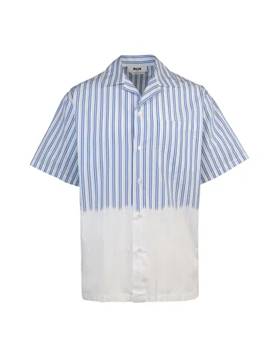 Msgm Faded Bowling Shirt In White