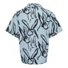 Msgm Camicia Rabbit Print Button-up Shirt In Blue