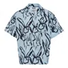 Msgm Camicia Rabbit Print Button-up Shirt In Blue