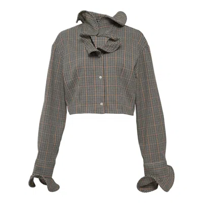 MSGM CAMICIA RUFFLED COLLAR CROPPED BLOUSE