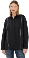 Msgm Zip-detail Long-sleeve Shirt In Black