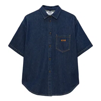 Msgm Camicia Shirt In Blue