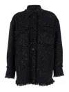 Msgm Black Shirt With All-over Multicolor Sequins In Heavy Fabric Woman In Black