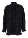 Msgm Black Shirt With All-over Multicolor Sequins In Heavy Fabric Woman In Black