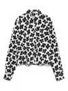 Msgm White Cotton Shirt With Black Floral Print In Blanco