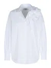 Msgm Cotton Shirt Ruffle Detail In White