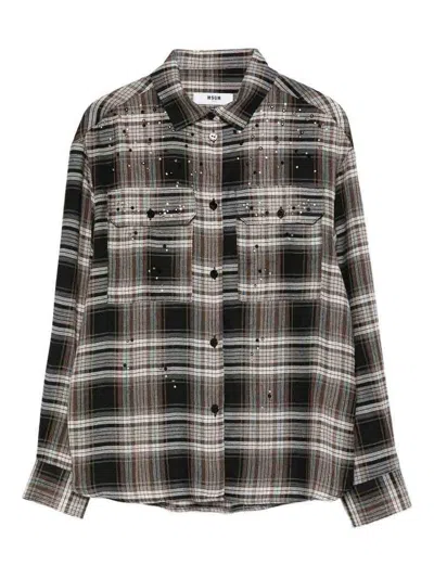 Msgm Kids' Shirt With Decoration In Multi