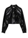 Msgm Grained-effect Press-stud Shirt In Black