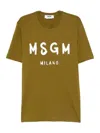Msgm Cotton T-shirt With Front Printed Logo In Green