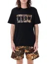 Msgm Camouflage Print Logo T-shirt In Black
