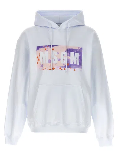 Msgm 'camo Season Box Logo' Hoodie In Blue