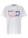 Msgm 'logo Box Camo' T-shirt In White