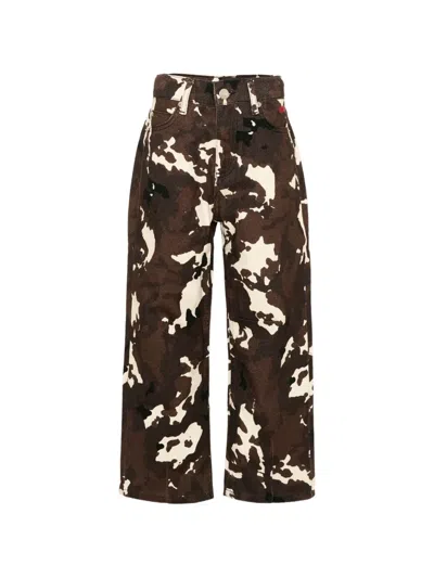 Msgm Kids' Camouflage-print Trousers In Brown