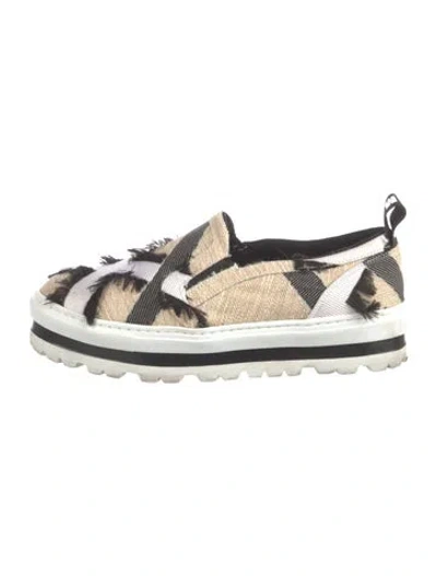 Pre-owned Msgm Canvas Colorblock Pattern Sneakers In Neutral