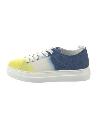 Pre-owned Msgm Canvas Colorblock Pattern Sneakers In White