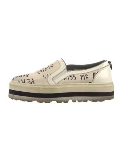 Pre-owned Msgm Canvas Printed Sneakers In Neutral
