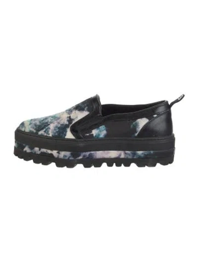 Pre-owned Msgm Canvas Tie-dye Print Sneakers In Black