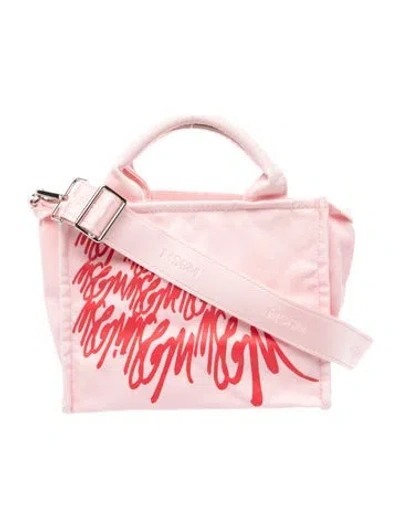 Pre-owned Msgm Canvas Top Handle Bag In Pink