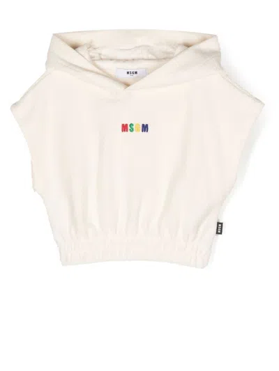 Msgm Kids' Cap-sleeves Hooded Pullover In Nude